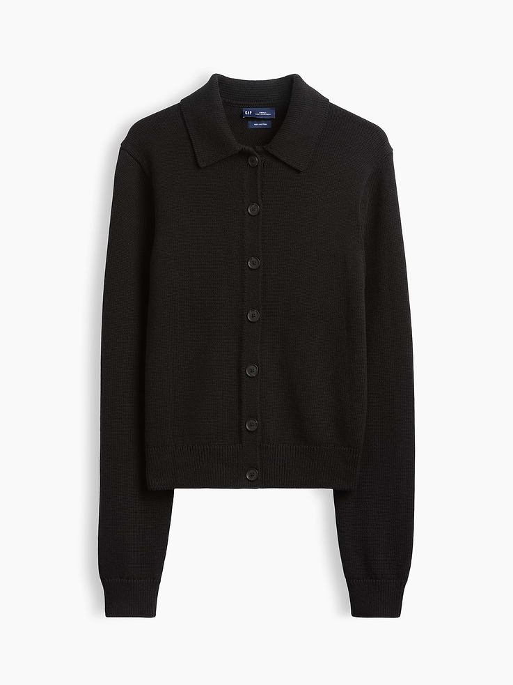 Image 5 de 5, Cardigan polo surdimensionné 100 % coton