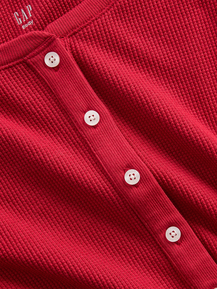 Image 3 of 4, Waffle Henley PJ Top