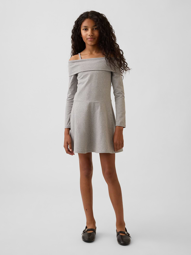 Image number 1 showing, Kids Jersey Off-Shoulder Dress