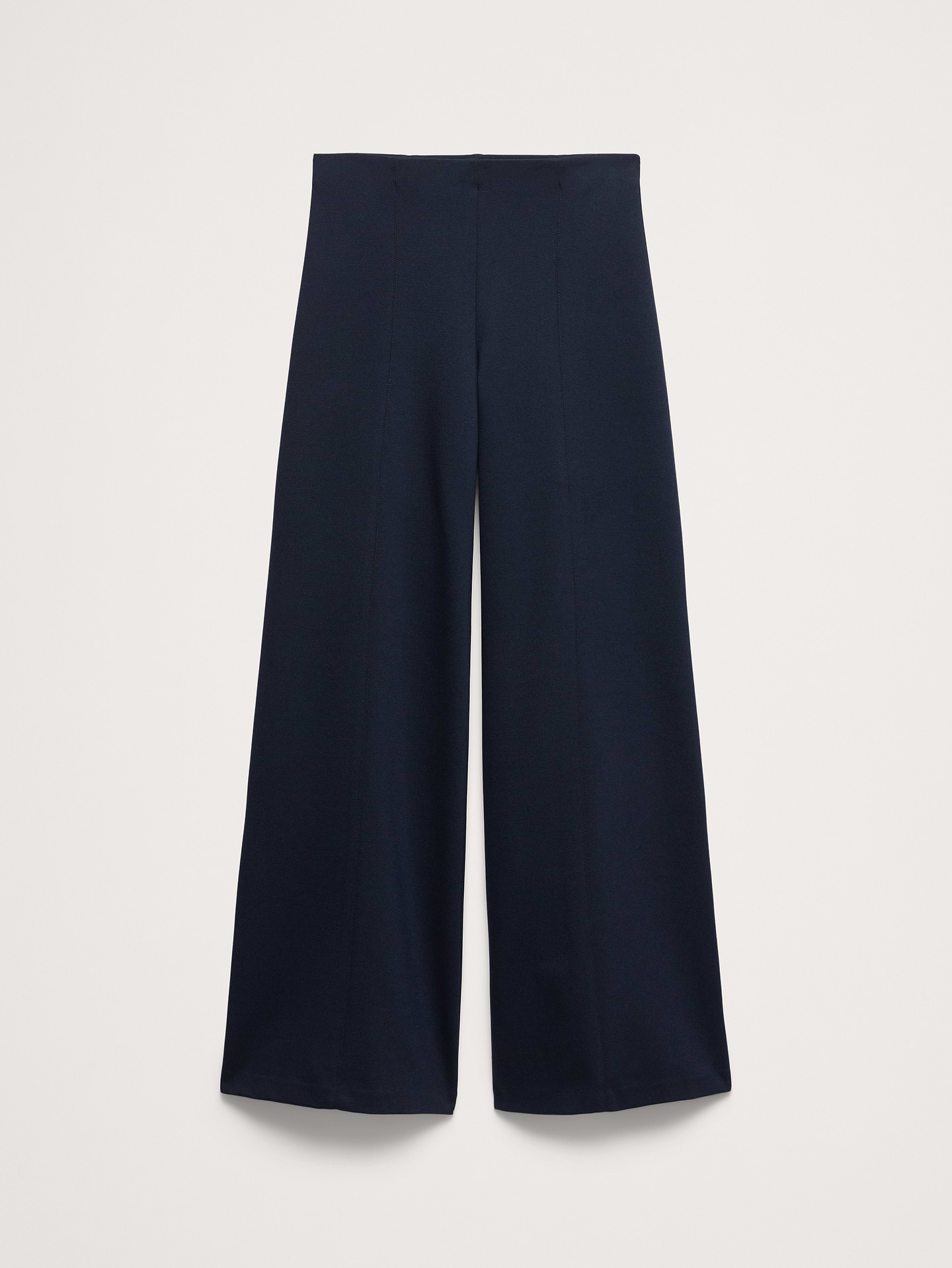 Image 5 de 8, Pantalon à taille haute extensible et jambe large tout-aller en tricot point de Rome