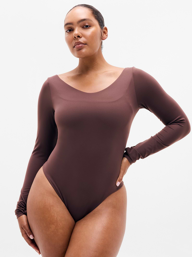 Image 4 of 6, BodyMove V-Neck Long Sleeve Bodysuit