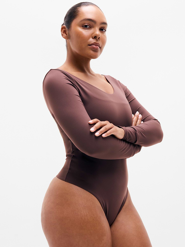 Image 5 of 6, BodyMove V-Neck Long Sleeve Bodysuit