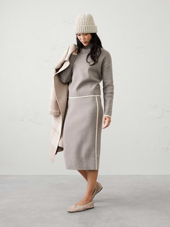 Contrast Midi Sweater Skirt