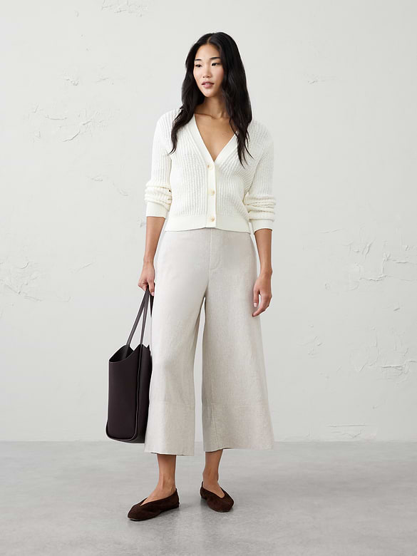 Anyday Wide-Leg High-Rise Linen-Blend Crop Pant