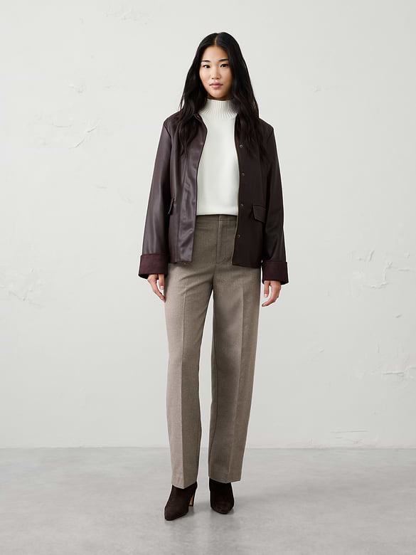 Straight-Leg High-Rise Donegal Pant
