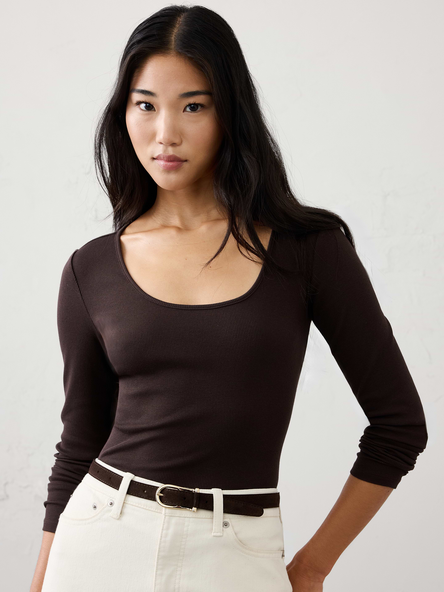 Image number 1 showing, Ribbed Scoop-Neck Top