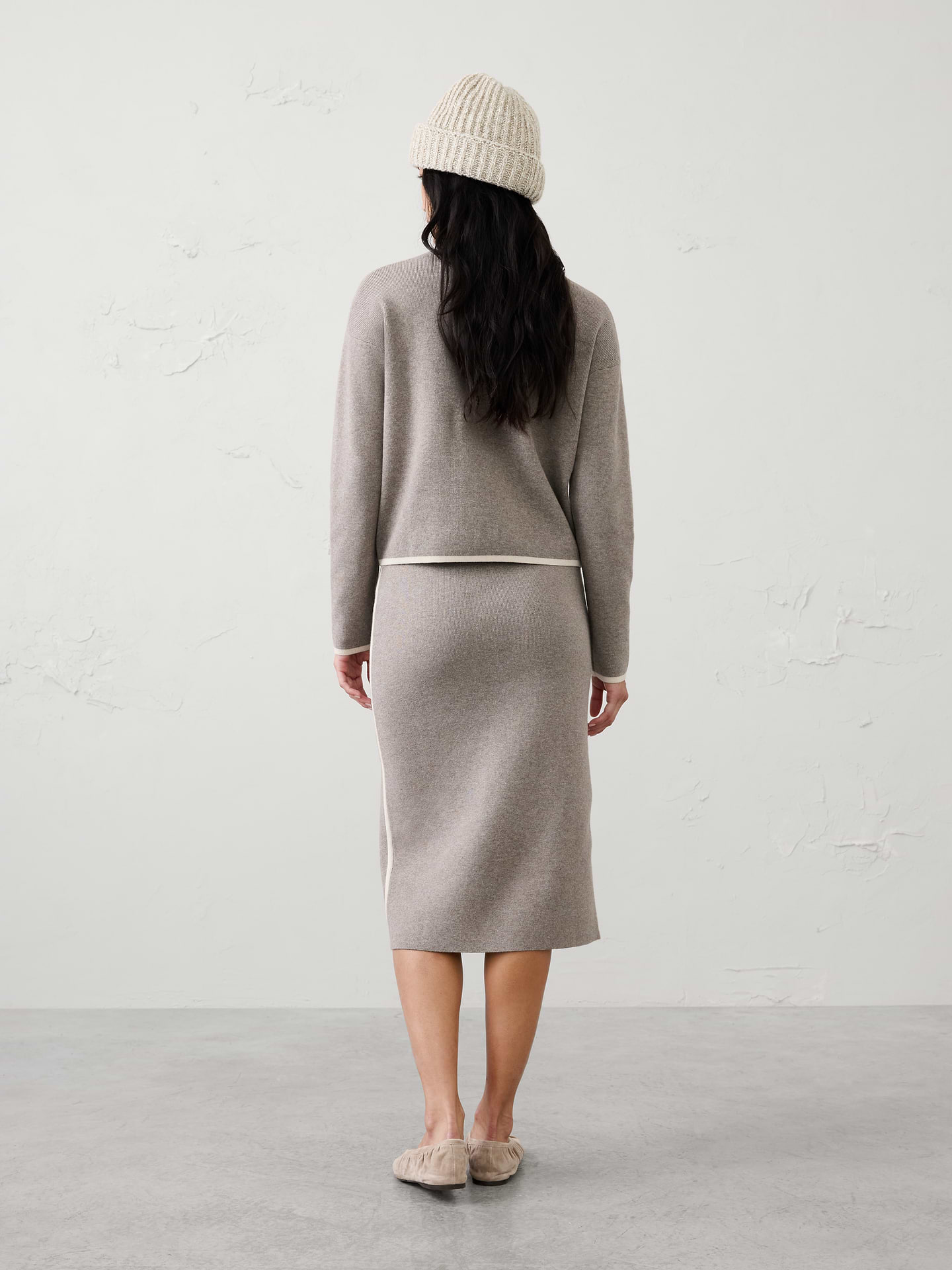 Image 2 of 4, Contrast Midi Sweater Skirt