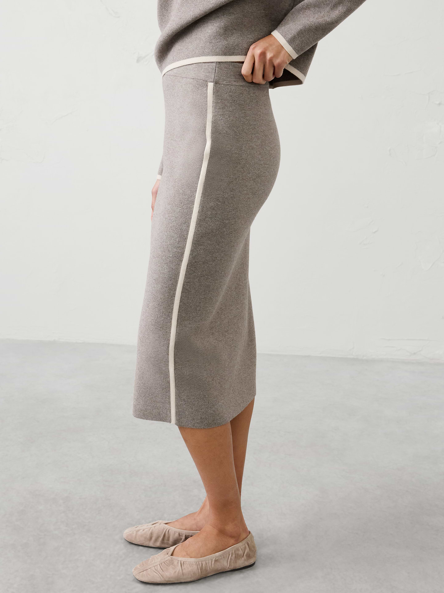 Image 3 of 4, Contrast Midi Sweater Skirt
