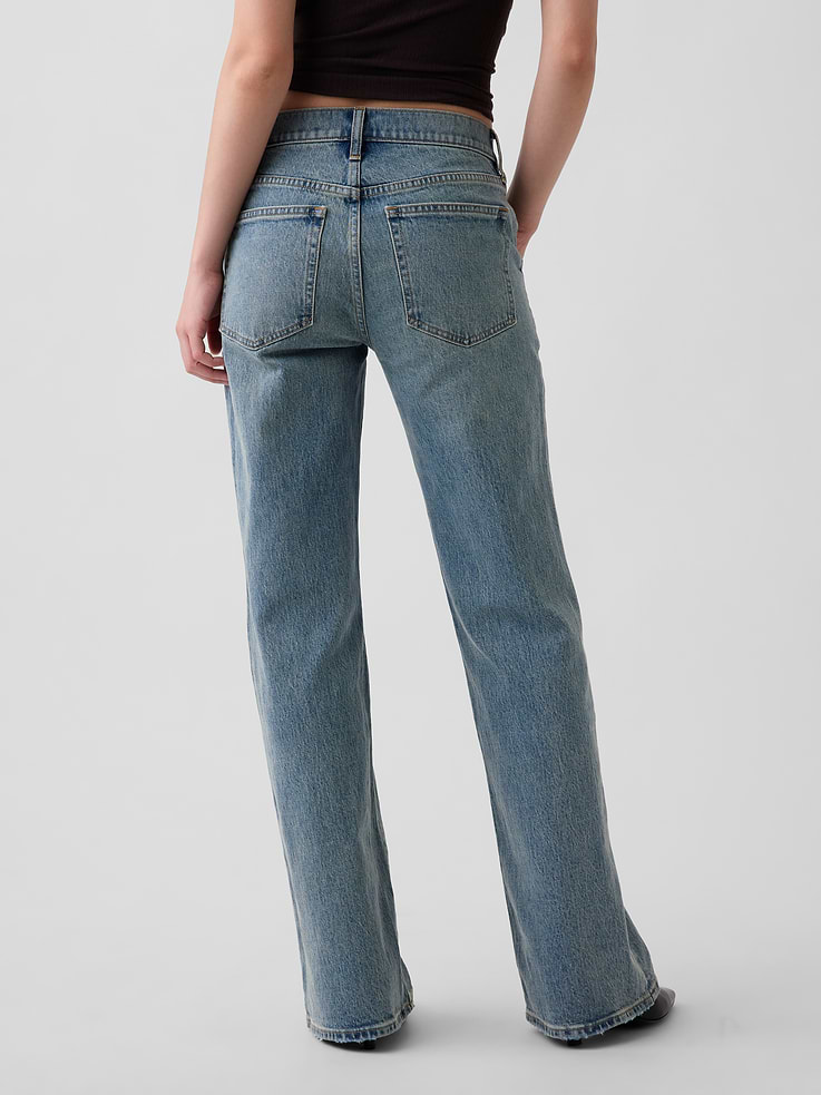 Image 4 of 6, Mid Rise Relaxed Flare Jeans