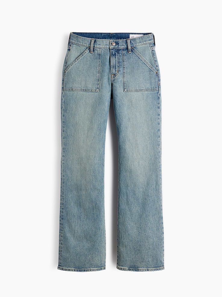 Image 6 of 6, Mid Rise Relaxed Flare Jeans