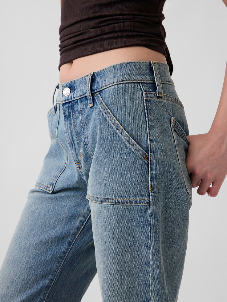 Image 5 of 6, Mid Rise Relaxed Flare Jeans