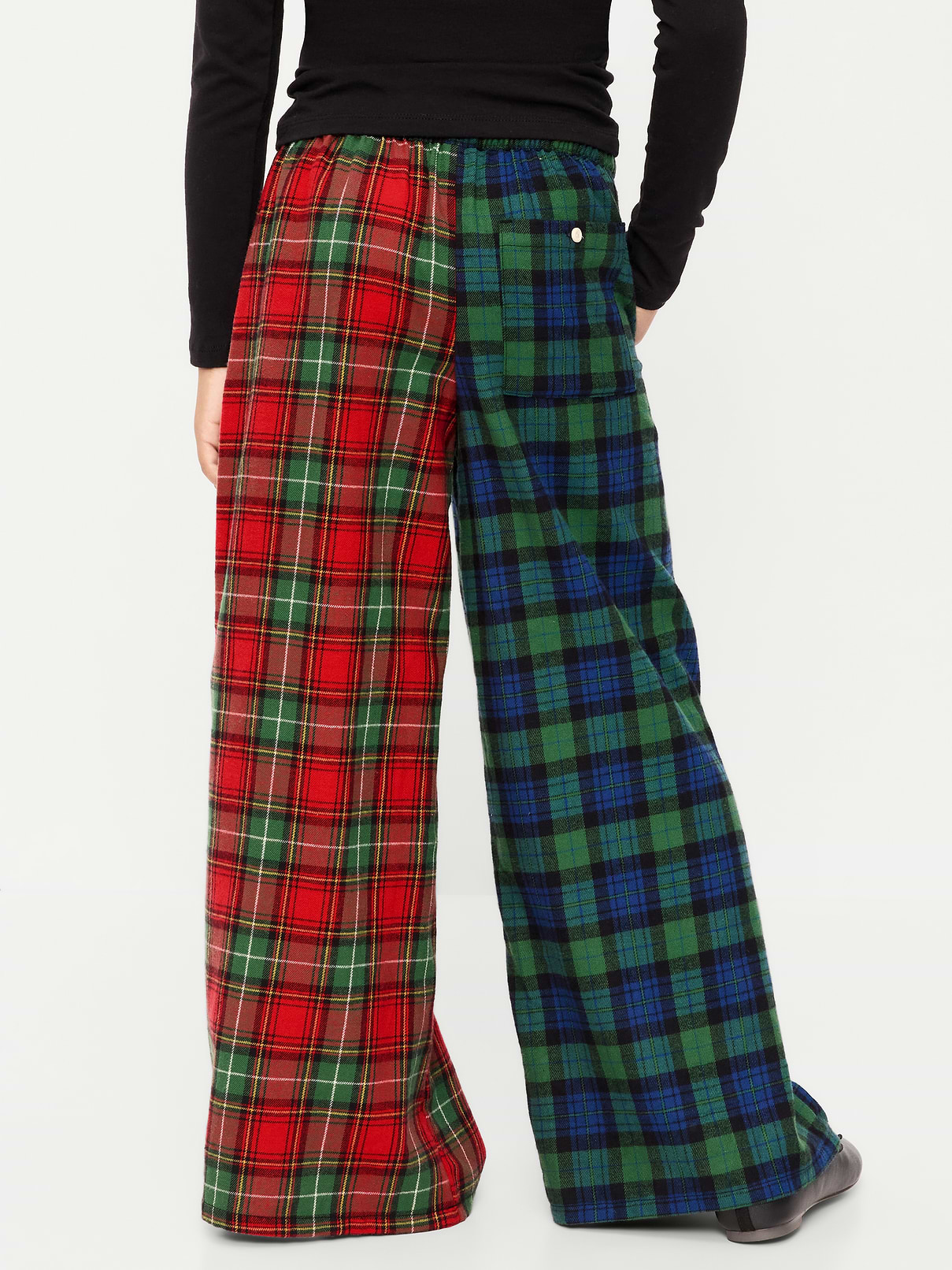 Image 3 of 4, Pull-On Wide-Leg Flannel Plaid Pants for Girls