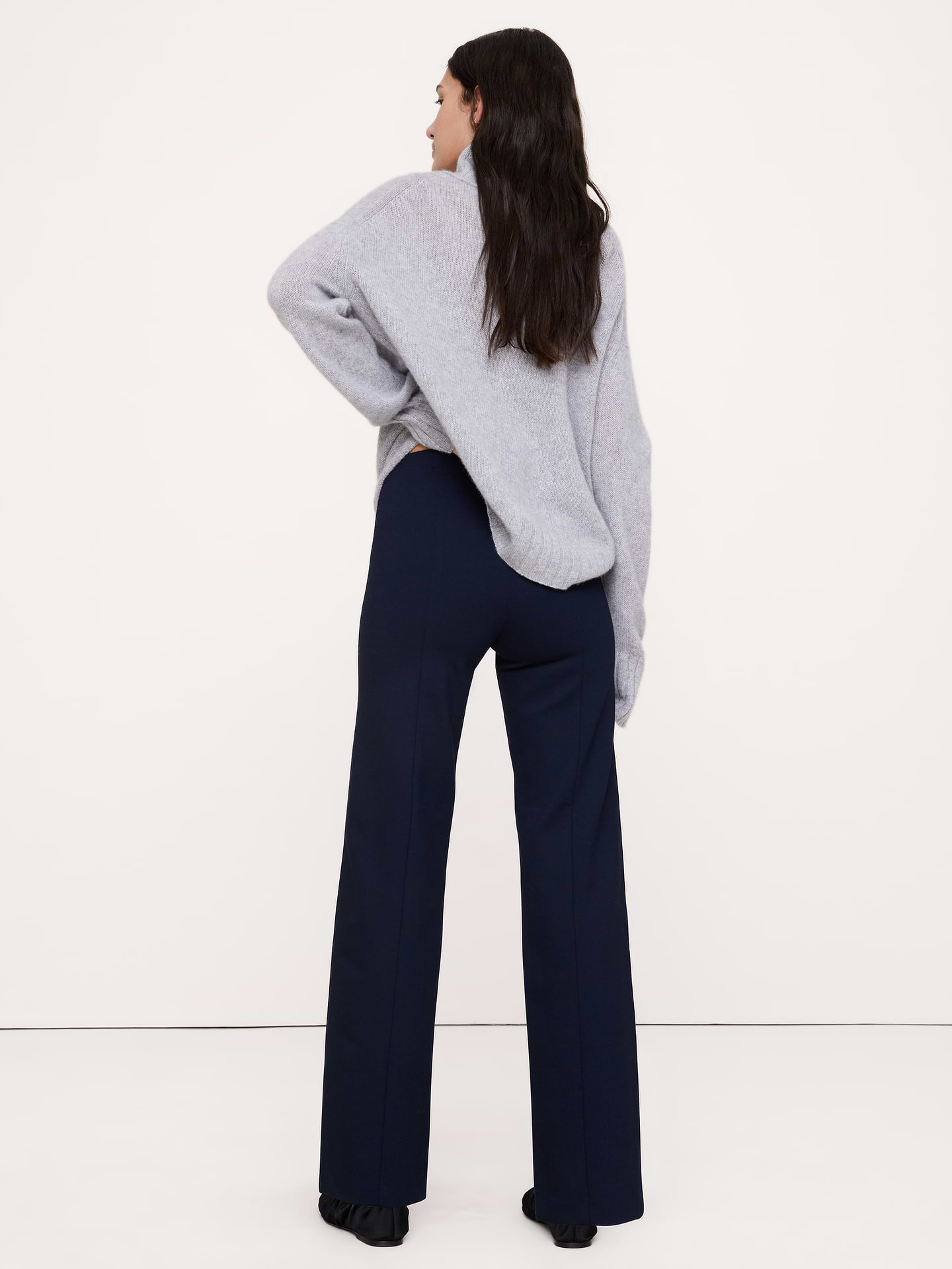 Image 2 de 8, Pantalon droit Tout-aller en tricot point de Rome longueur cheville