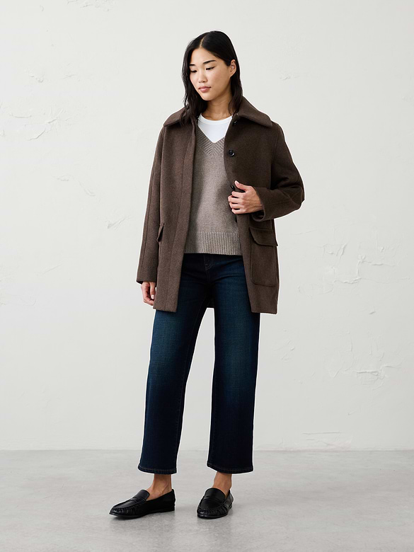 Wool-Blend Melton Coat