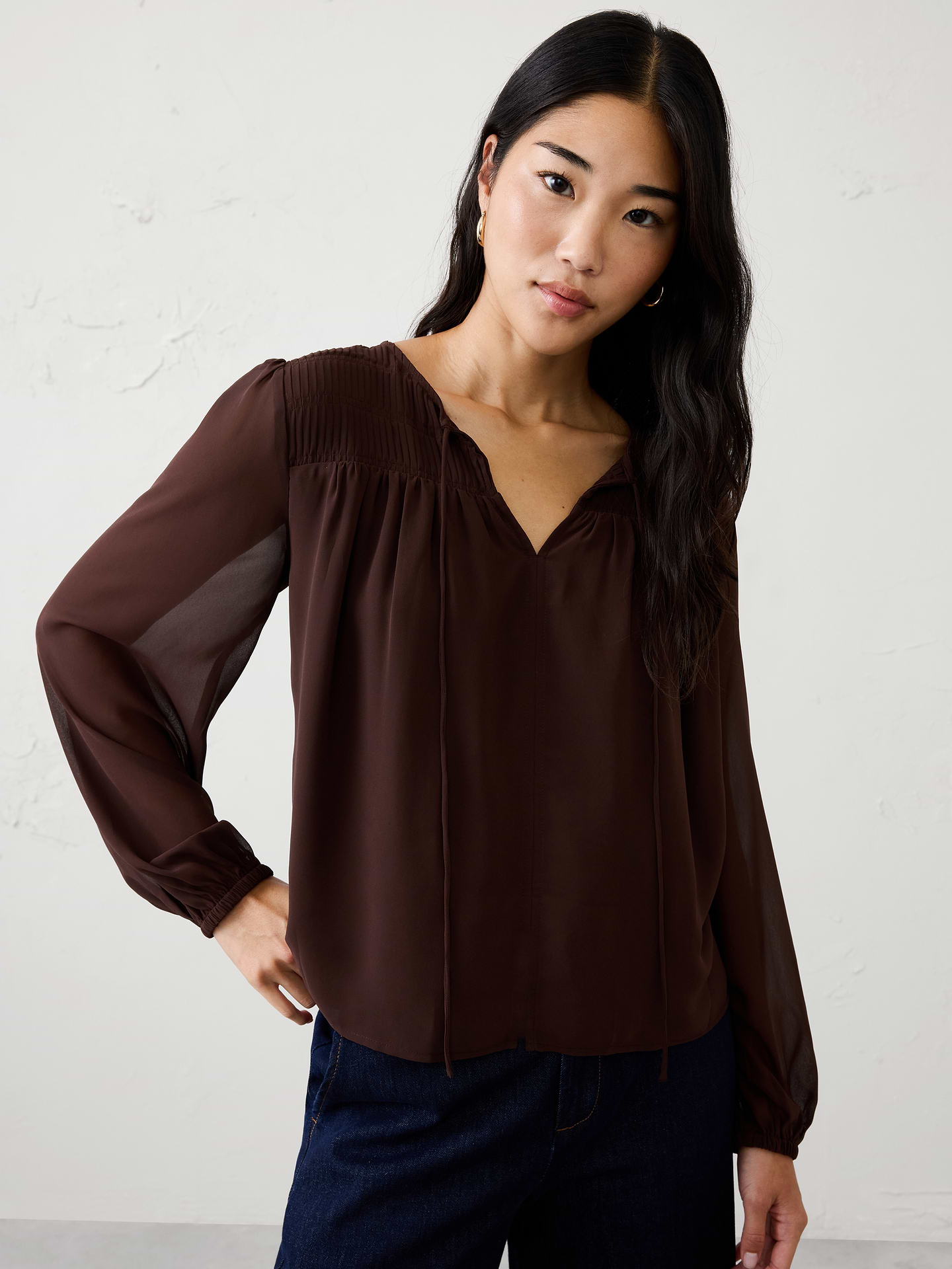 Image number 1 showing, Chiffon Pleat-Release Blouse