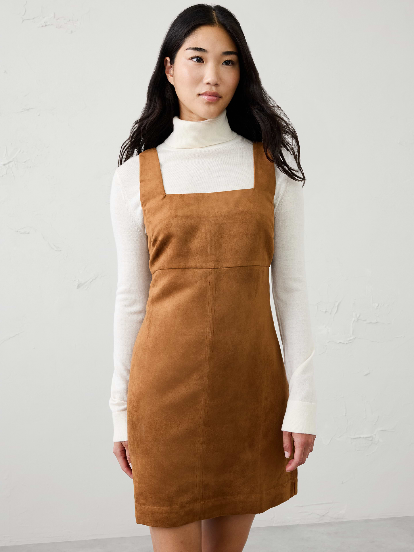 Image 5 of 5, Vegan Suede Empire-Waist Mini Dress