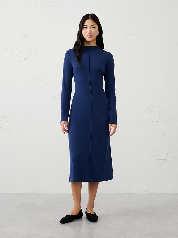 Cozy Ribbed Knit Midi Dress