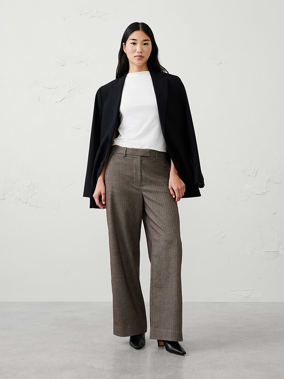 Wide-Leg High-Rise Brushed Trouser