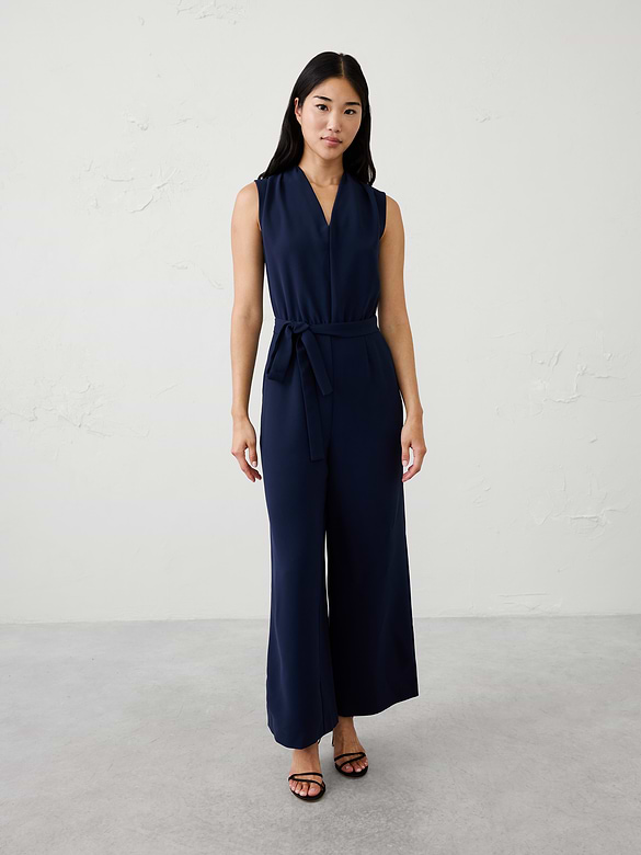 V-Neck Belted Jumpsuit