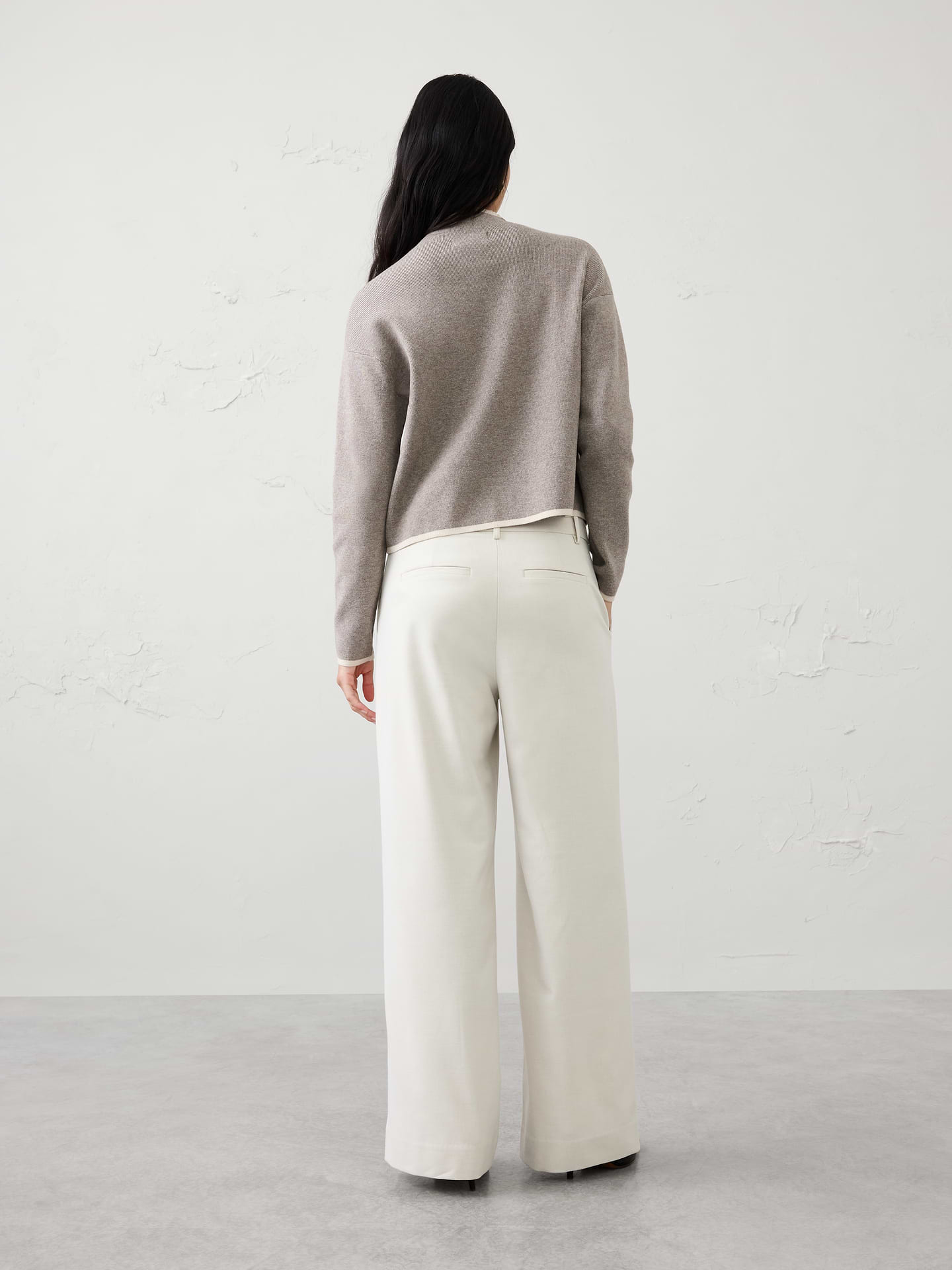 Image 2 of 8, Wide-Leg High-Rise Brushed Trouser