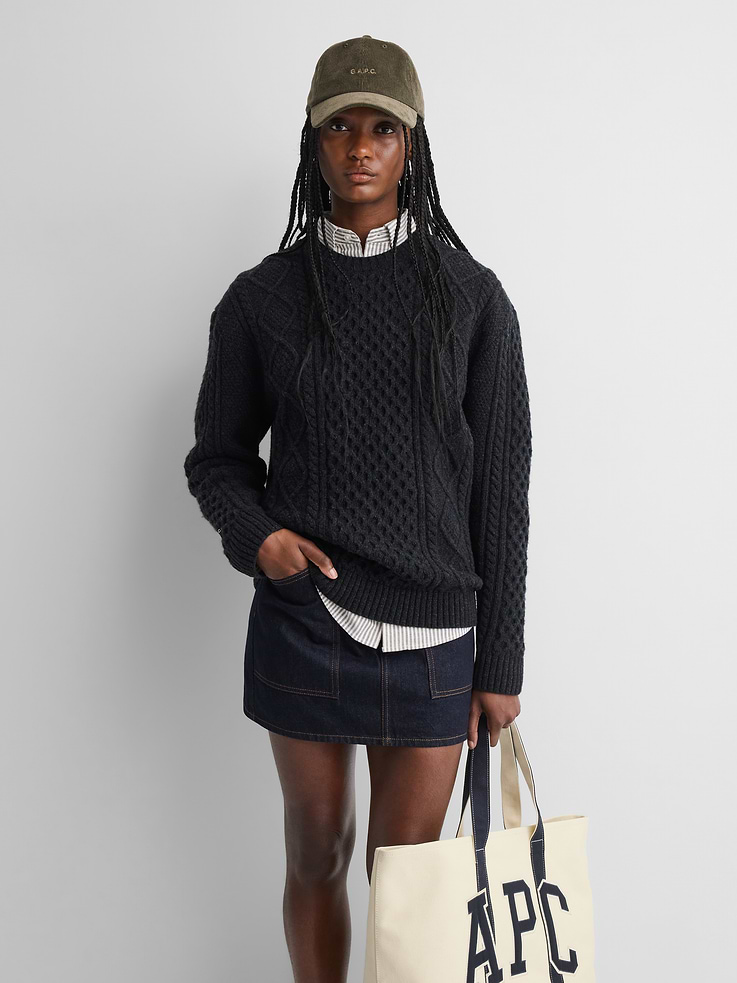 Image 4 of 8, Gap × A.P.C. Wool Cable-Knit Sweater, Cardmember Early Access