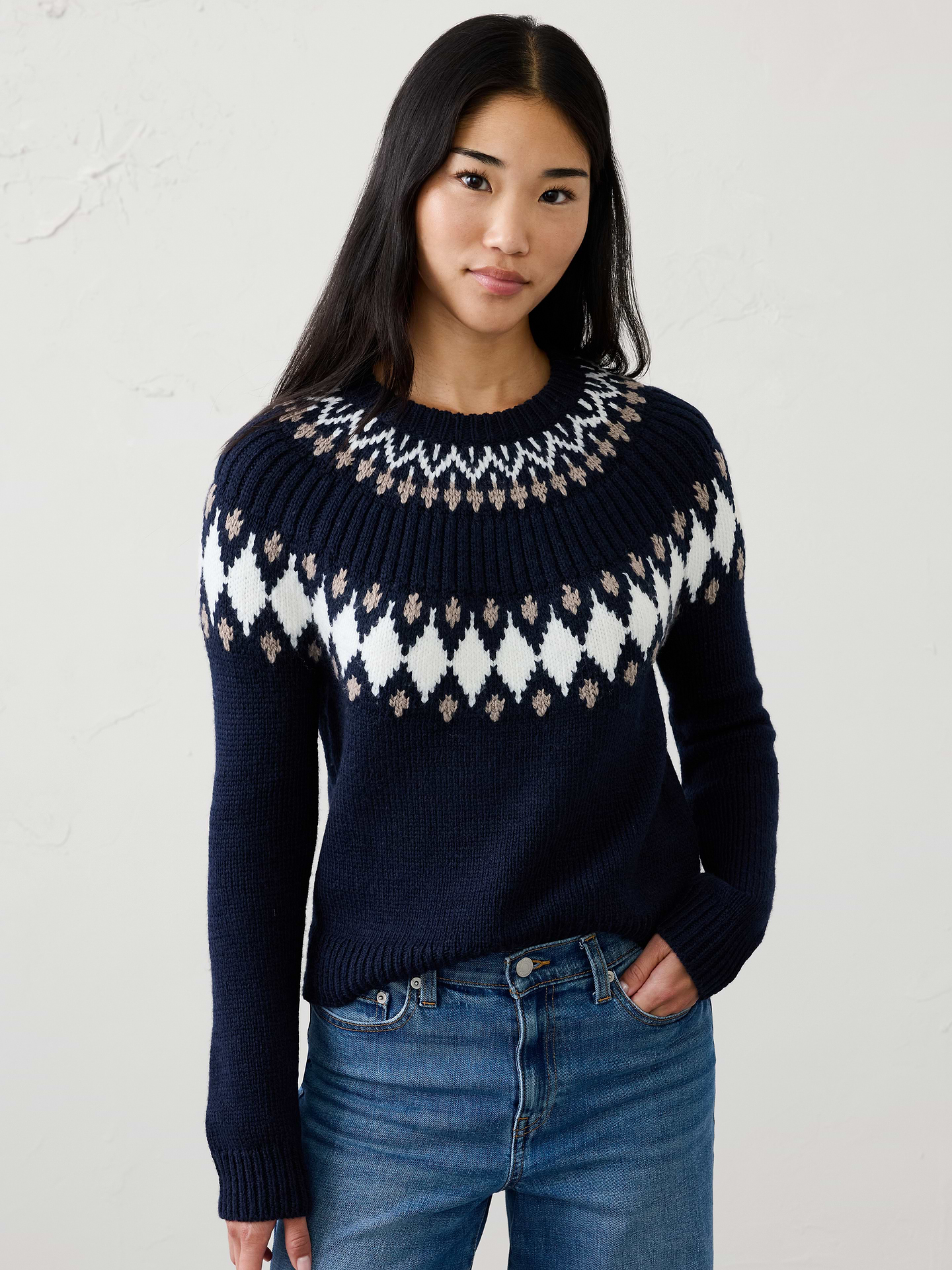 Image 1 of 4, Crew neck. Long sleeves., Ribbed neckline, arm cuffs and hem., Made exclusively for Banana Republic Factory., Product #1177987