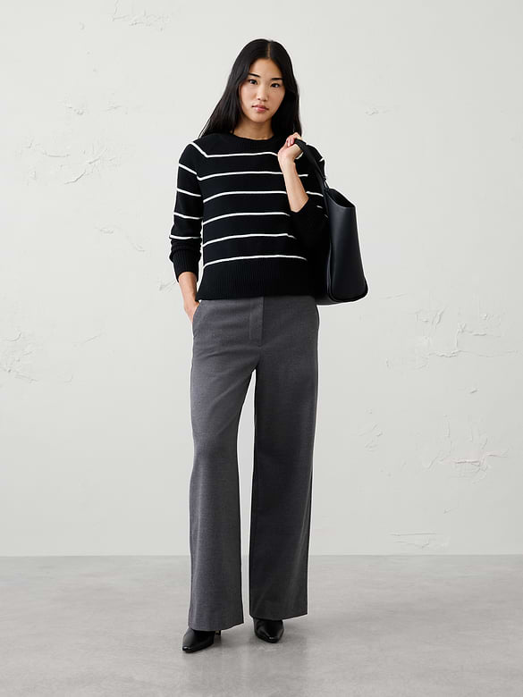 Wide-Leg High-Rise Brushed Trouser
