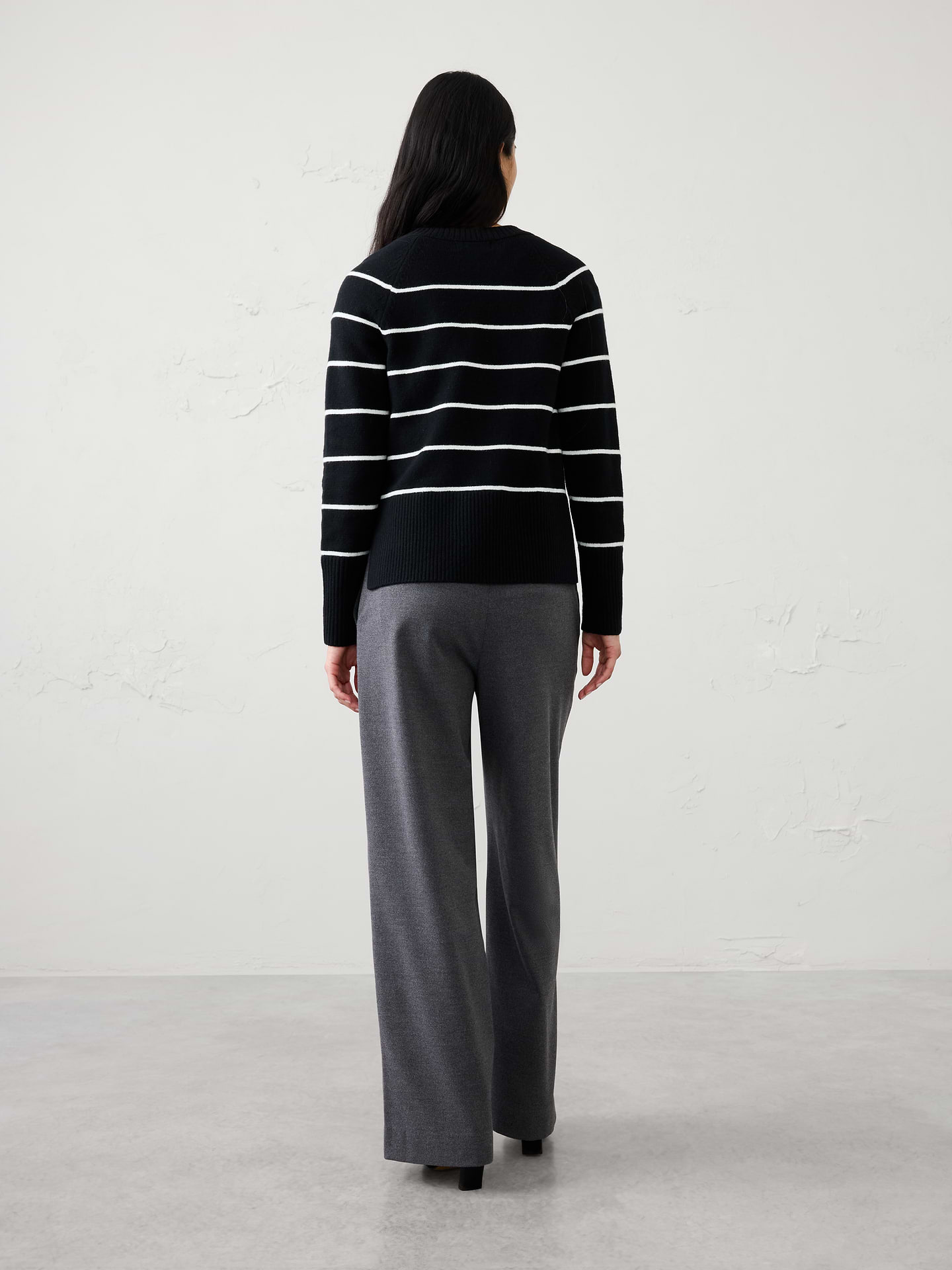 Image 8 of 8, Wide-Leg High-Rise Brushed Trouser