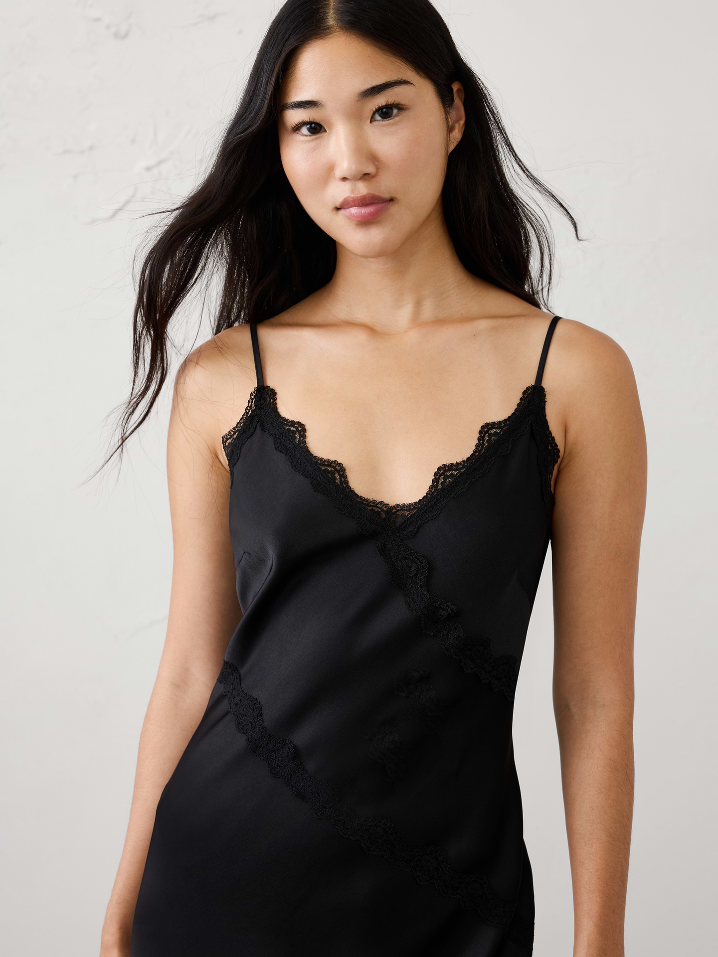 Image 3 of 8, Lace-Trim Long Midi Slip Dress
