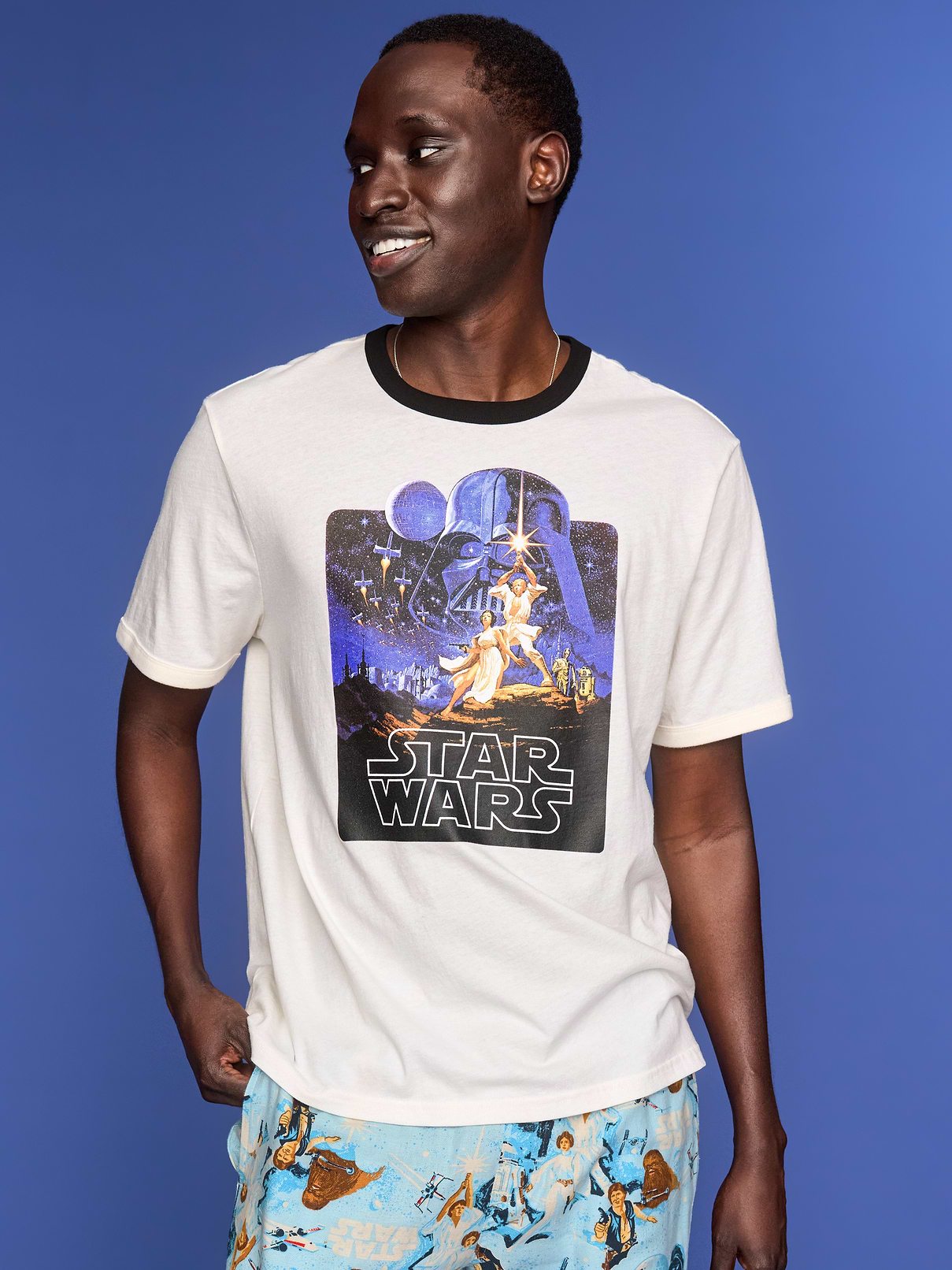 Image 1 of 3, rib-knit crew neck, short sleeves, licensed graphic, © & ™ Lucasfilm, Ltd, Product #1183911