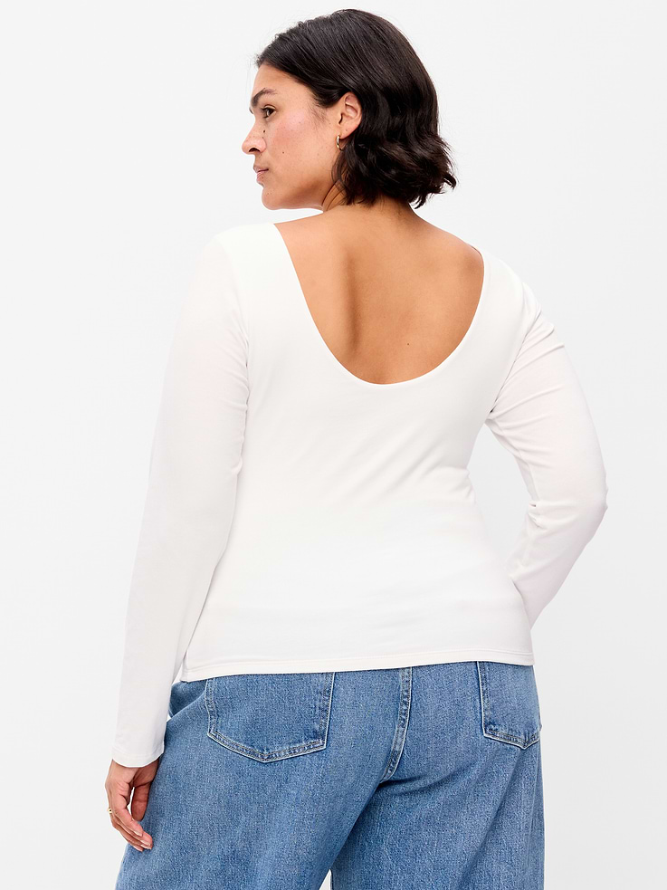 Image 8 of 8, Hug Double-Layer Long-Sleeve Scoop-Back Top