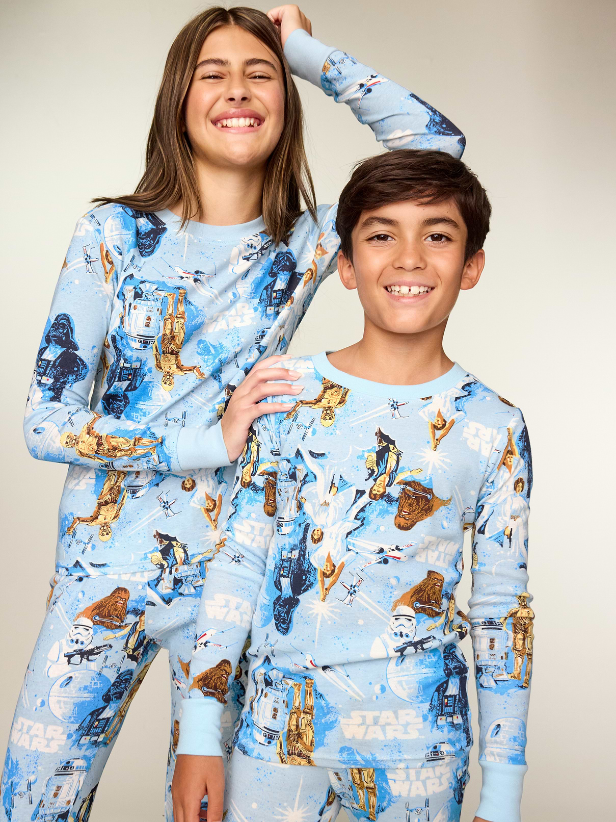 Image 1 of 1, crew neck, long sleeves, coordinating pajama pants, elasticized waistband, licensed graphic, © & ™ Lucasfilm, Ltd, Product #1184855