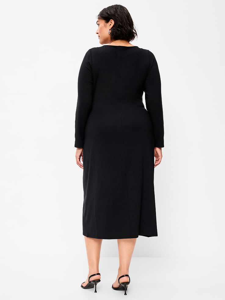 Image 10 of 10, Long-Sleeve Twist-Front Ruched Midi Dress