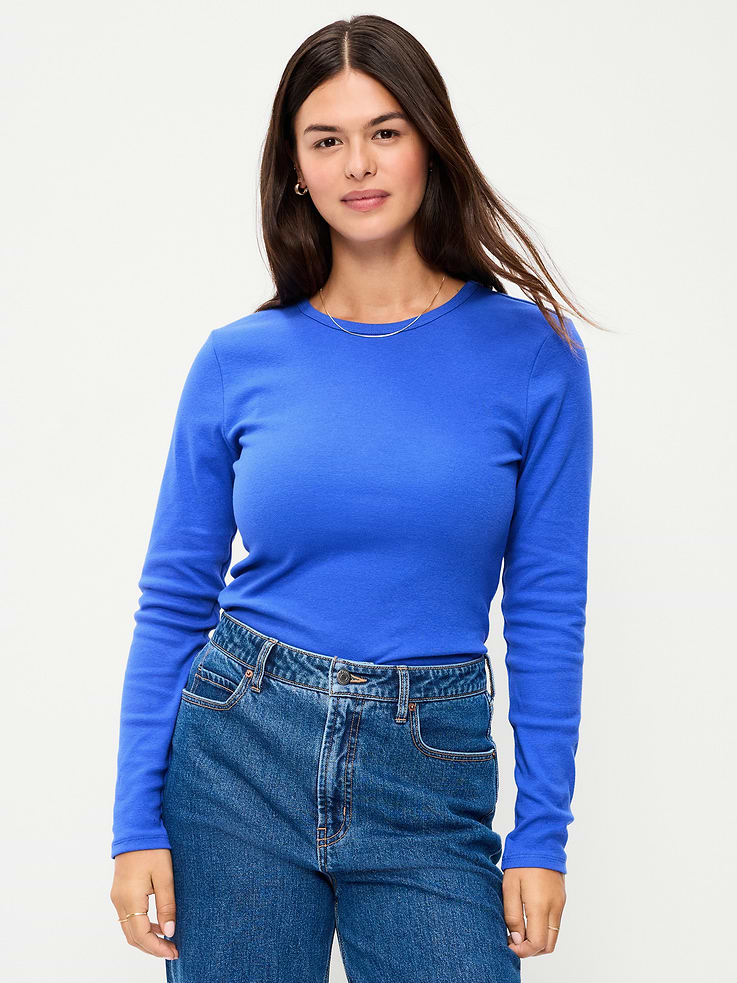 Image 4 of 7, Snug Crew-Neck Long Sleeve T-Shirt
