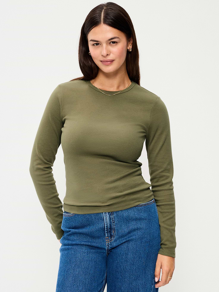 Image 5 of 8, Snug Crew-Neck Long Sleeve T-Shirt