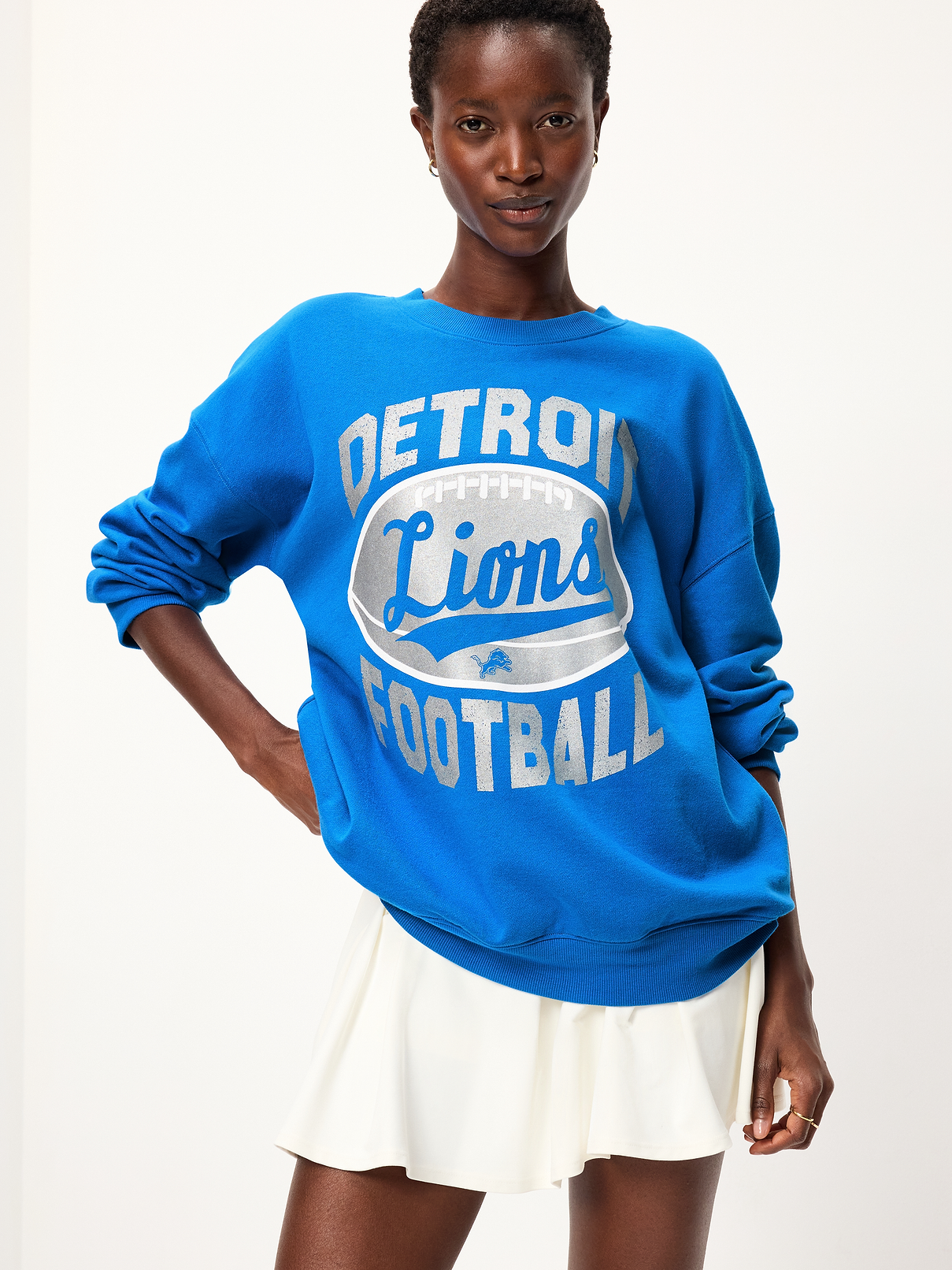 Image number 1 showing, Detroit Lions Oversized Fleece Sweatshirt for Women