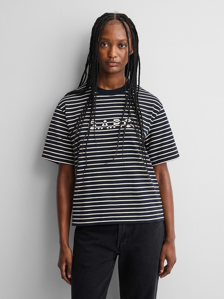 Image 4 of 8, Gap × A.P.C. Logo Stripe T-Shirt
