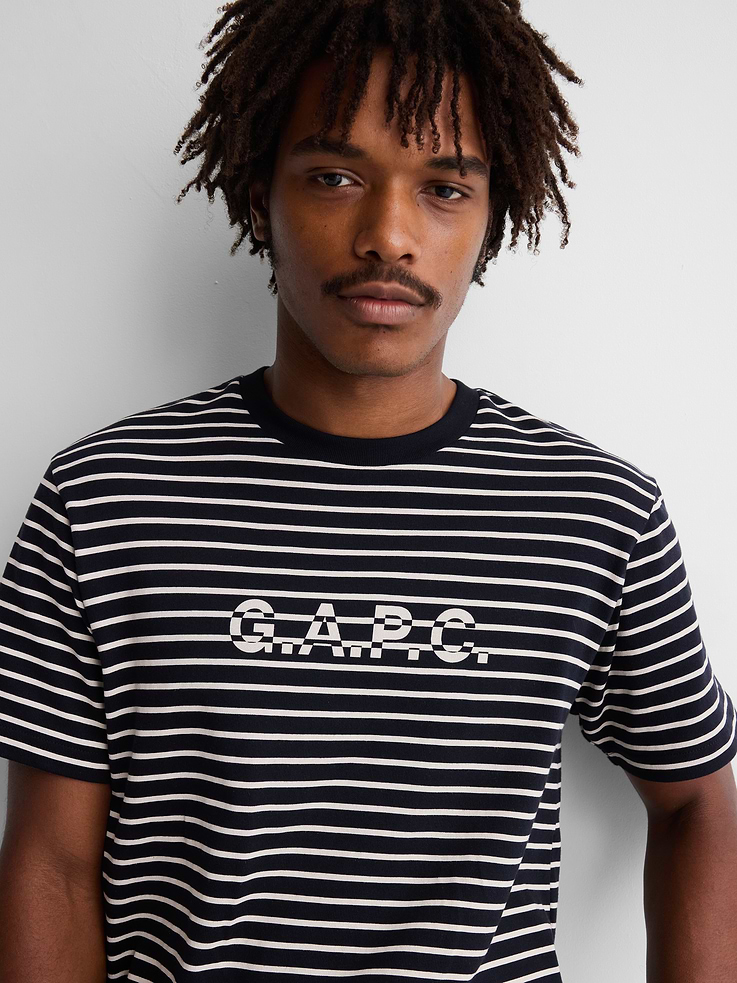 Image 6 of 8, Gap × A.P.C. Logo Stripe T-Shirt