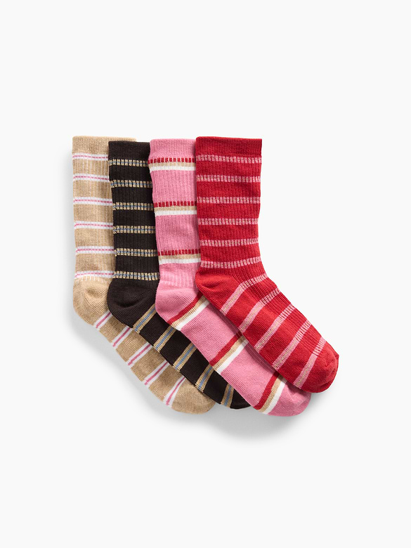 Kids Stripe Rib Crew Socks (4-Pack)