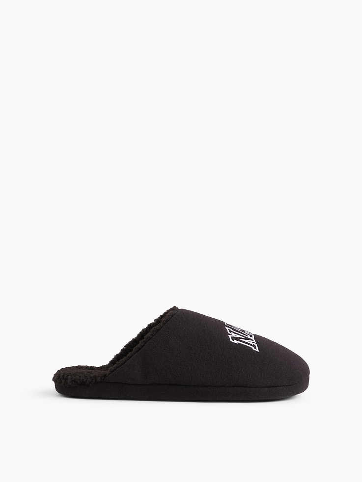Image 1 of 4, These slippers are made with a soft fleece upper with a cozy sherpa lining., Soft sole., NAP logo at front., Product #1189118