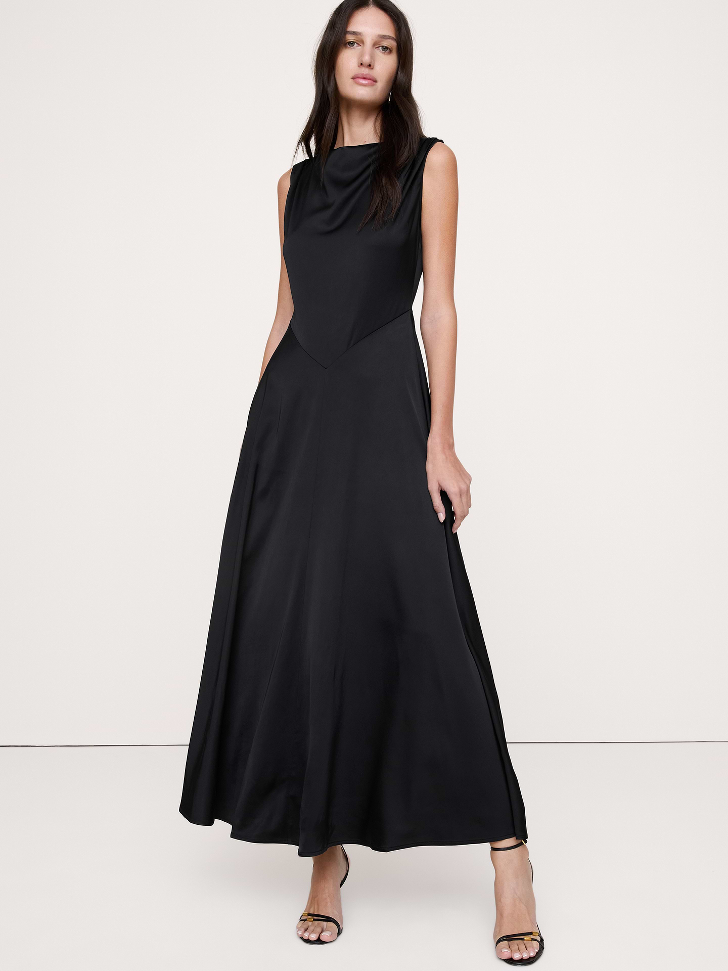 Image number 4 showing, Stretch-Satin Cowl-Neck Maxi Dress