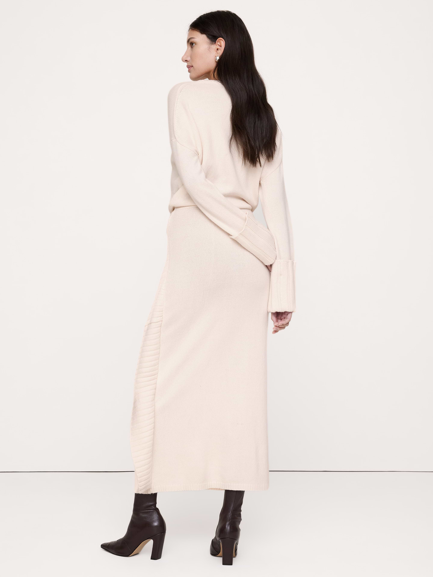 Image 3 de 8, Robe chandail longue en laine mérinos et coton