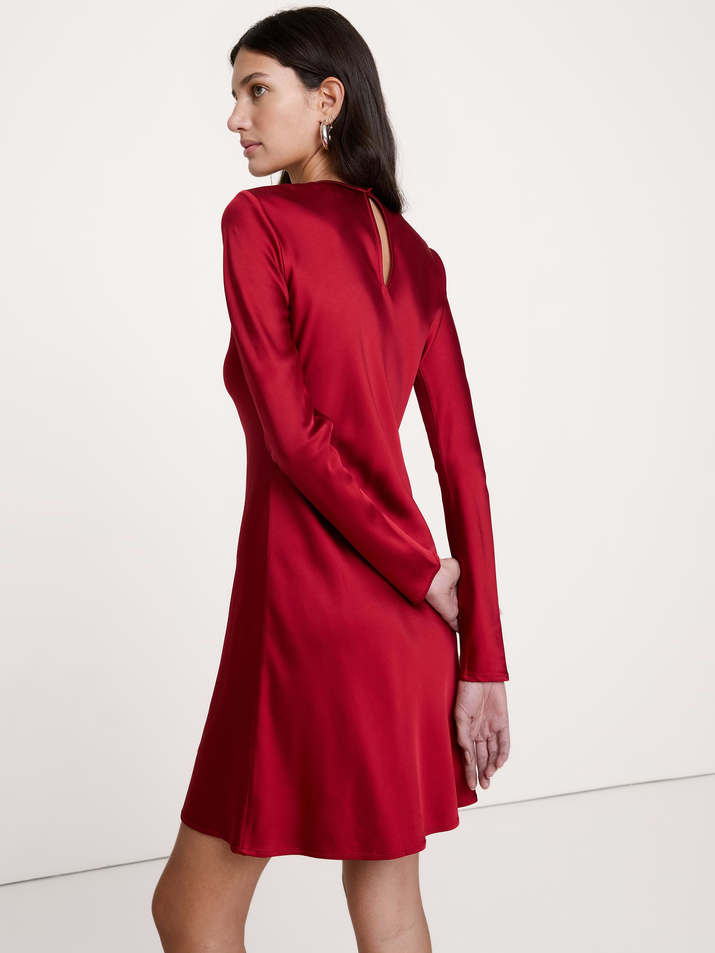 Image 3 of 8, Bias-Cut Stretch-Satin Mini Dress