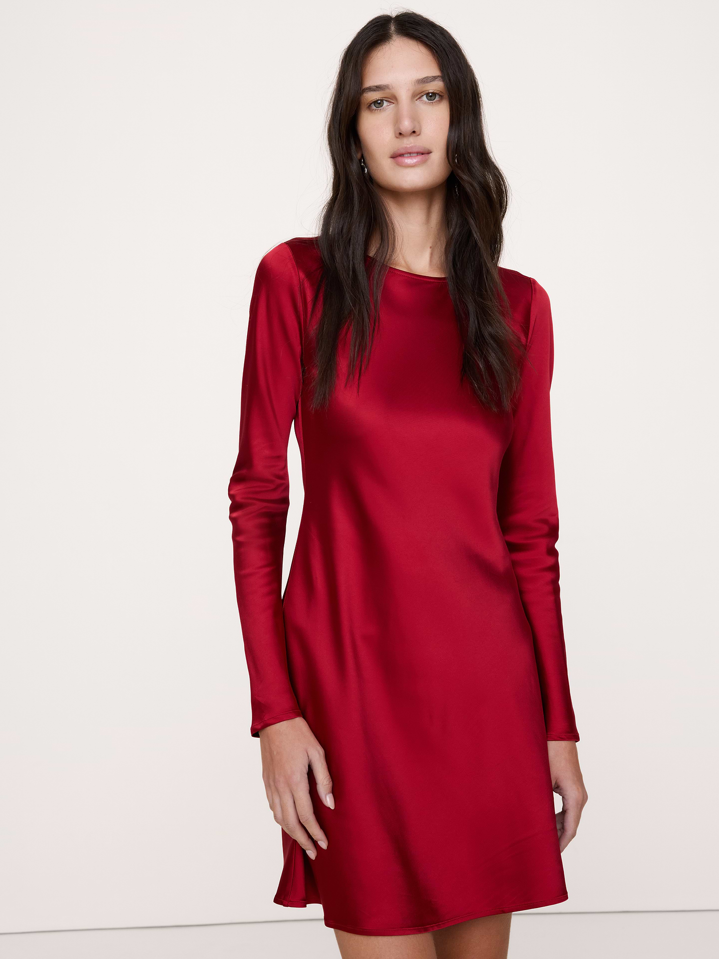 Image 4 of 8, Bias-Cut Stretch-Satin Mini Dress