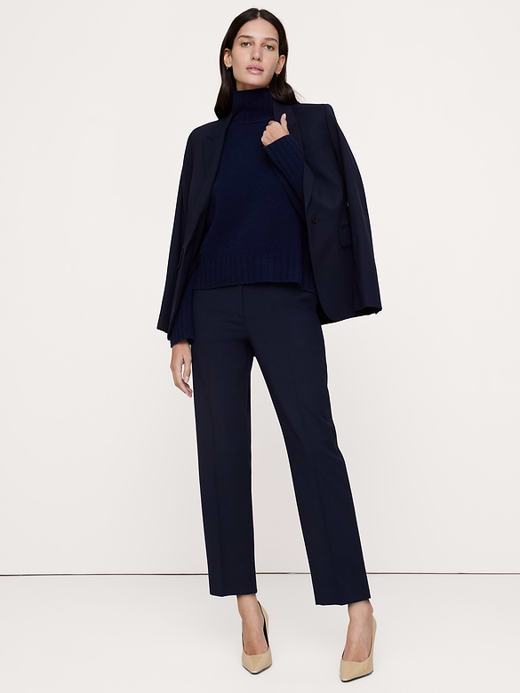 Ultra High-Rise Modern Slim Italian Lightweight Wool Ankle Pant