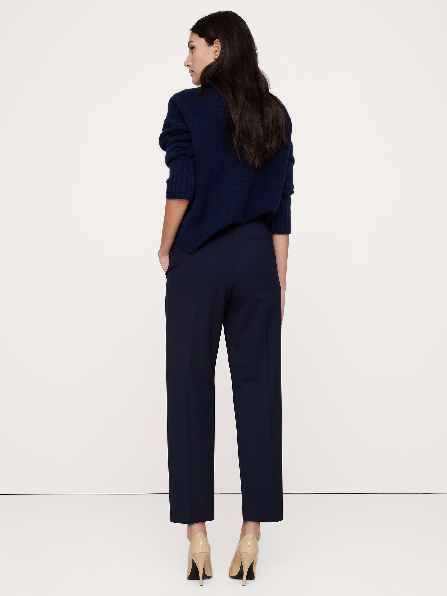 Image number 7 showing, Ultra High-Rise Modern Slim Italian Lightweight Wool Ankle Pant