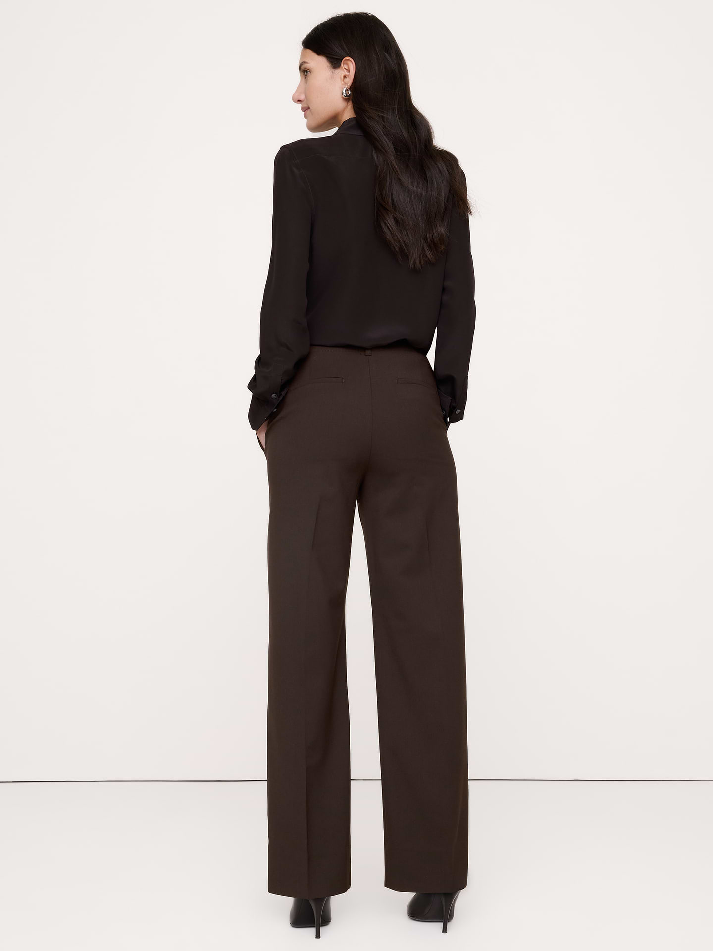 Image number 2 showing, Ultra High-Rise Modern Straight Italian Lightweight Wool Pant