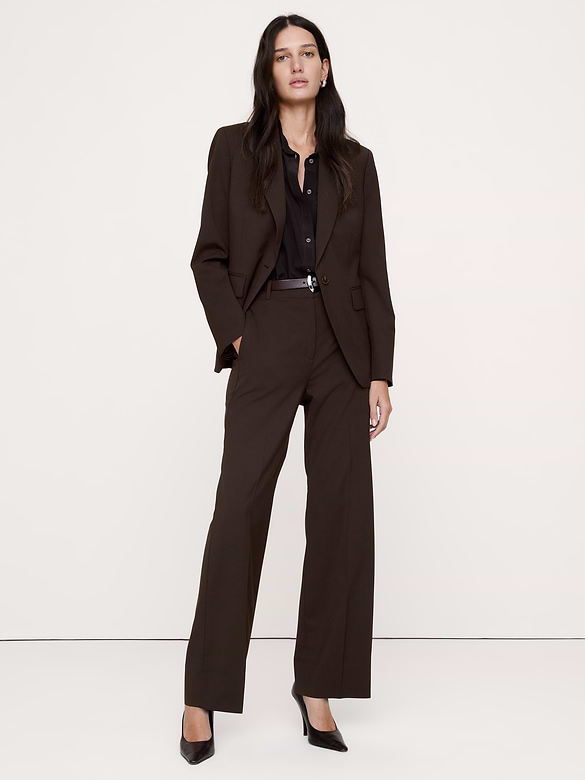 Ultra High-Rise Modern Straight Italian Lightweight Wool Pant