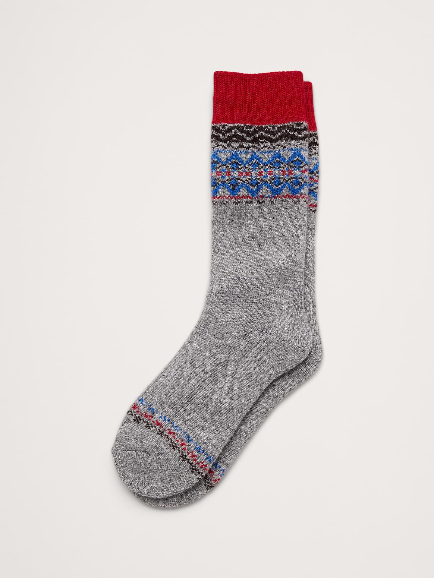 Image 1 of 1, We love French terry for its softness and all-weather weight, seen here as a festive sock., Product #906937