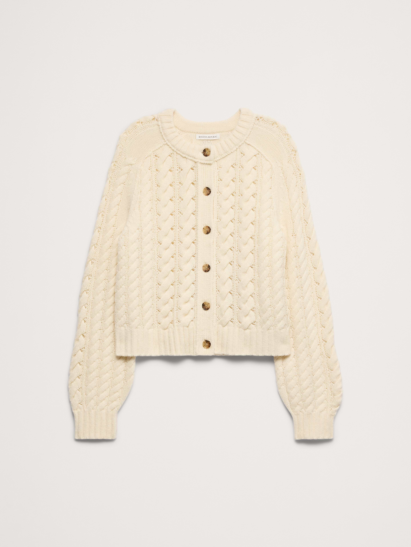 Image 6 of 7, Merino-Yak Cable-Knit Cardigan